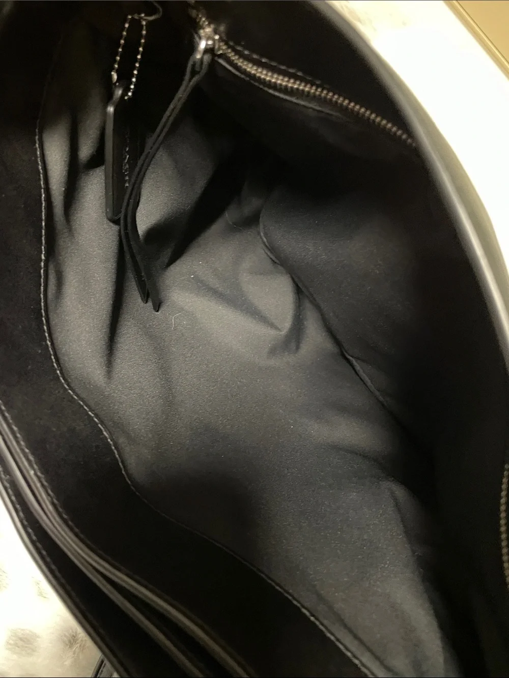 Coach Black Leather Polished Tote with Shoulder Strap